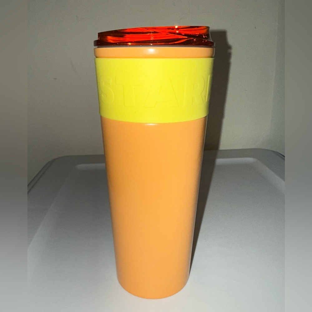 🐠 Starbucks Orange Lid with White Label